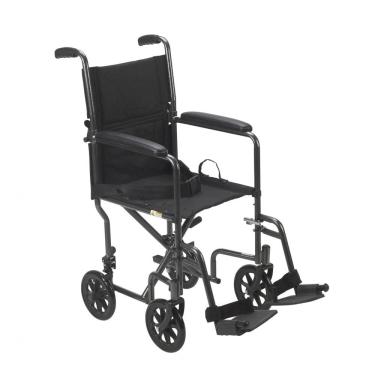 Imagem de Cadeira de Rodas de Transporte Dobrável Drive Medical Cinza Aço Quadro Leve Braços Fixos 17" 250 lb TR37E