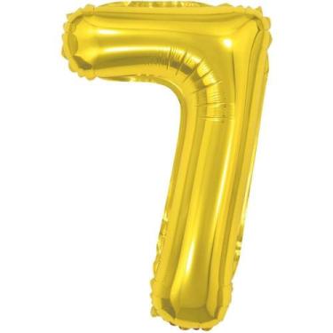 Imagem de Balão Metalizado Numero 7 Dourado 40CM. - Make