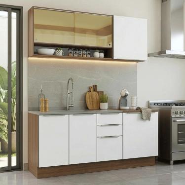 Imagem de Armário de Cozinha Compacta 180 x 60 cm Rustic/Branco Veludo Lux Madesa 05