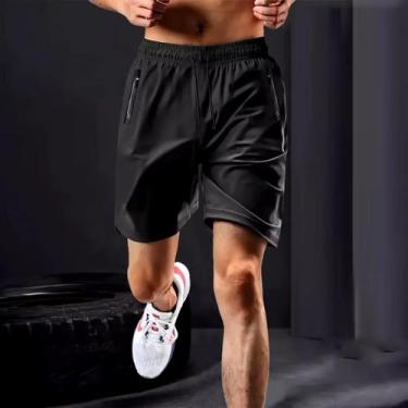 Imagem de Shorts Masculino Esportivo Cós Elástico Com Bolso Zíper - Shorts mascu