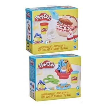 Imagem de Kit massinha mini clássico dentista e barbeiro corte maluco play doh h