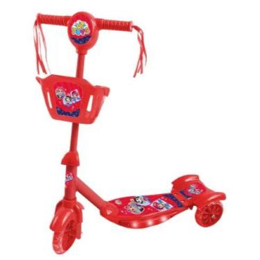 Imagem de Patinete Infantil Musical Luz e Som Cestinha Menina Menino Vermelho - 