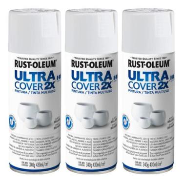 Imagem de Kit 3 Tinta Spray Ultra Cover 2x Rust Oleum Multiuso Branco, Branco - 