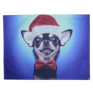 Imagem de Jogo Americano Estampa Natal Cachorro Natalino 2 Peças - Genérico
