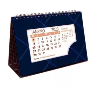 Imagem de Calendario De Mesa Quadriculado Azul - Fina Ideia