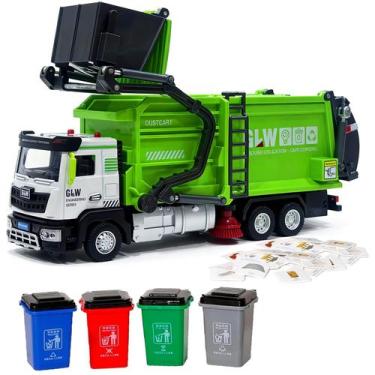Imagem de Caminhão de Lixo de Brinquedo GLW Médio em Liga com Som e Luz