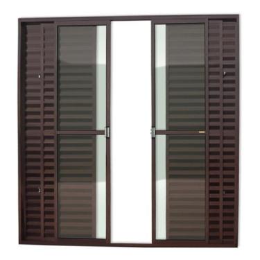 Imagem de Porta de Alumínio Balcão 210x200cm 6 Folhas com Vidro Liso Corten Supe