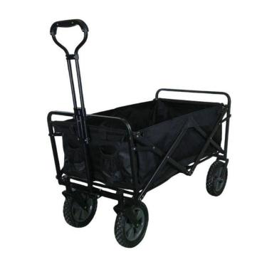 Imagem de Carrinho de Carga Super Reforçado com Alça Retrátil e 4 Rodas Resistentes Preto Top Rio Comercial 73CM 150KG