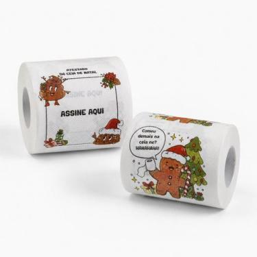 Imagem de Kit 2 Rolo Papel Higiênico Natalino Banheiro Divertido 20m - MultiA