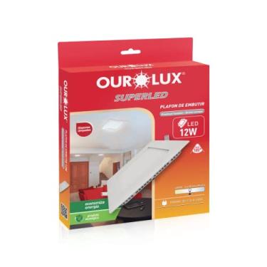 Imagem de Plafon Led de Embutir 12W Bivolt 4000K Quadrado Ourolux