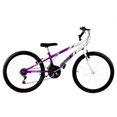 Imagem de Bicicleta de Passeio Ultra Bikes Esporte Bicolor Rebaixada Aro 26 Reforçada Freio V-Brake – 18 Marchas Lilás/Branco