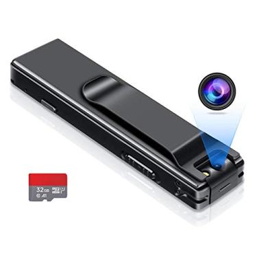 Imagem de KONPCOIU Câmera sem necessidade de WiFi – Mini câmera de vídeo corporal – Ativada por movimento – Câmera pequena – Câmera pequena – Pequena câmera de segurança para casa e escritório