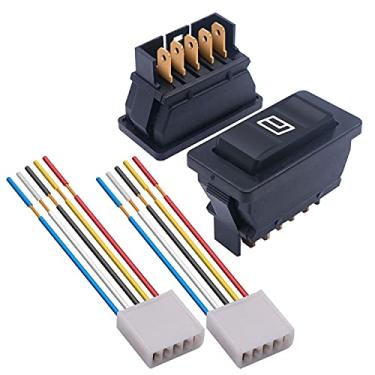 Imagem de weideer 2 peças de interruptor de janela de carro de 5 pinos 12 V 20 A controle de janela elétrica de elevação, interruptor basculante LED momentâneo com fiação K-010-X