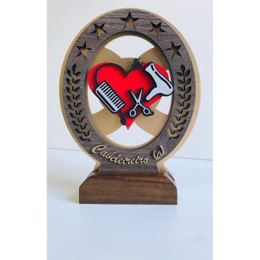 Imagem de Troféu Profissão Cabeleireiro 3d Em Mdf E Madeira 25cm 