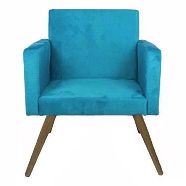 Imagem de Poltrona Decorativa Pés Palito Nina Suede Azul Turquesa - DS Móveis