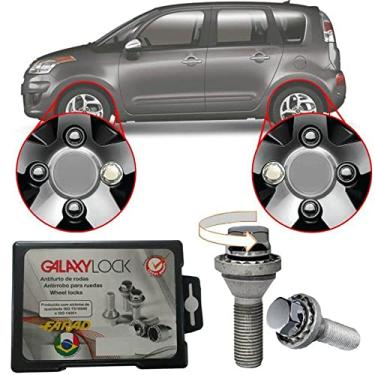 Imagem de Trava Antifurto Anti Roubo de Roda Parafuso Porca Farad Galaxylock Citroen C3 Picasso 2012 13 14 15 Com Mais de 10.000 Segredos BE8/M