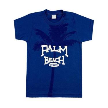 Imagem de Camiseta Infantil Meia Malha Palm Beach - Azul Jeans - Ano Zero