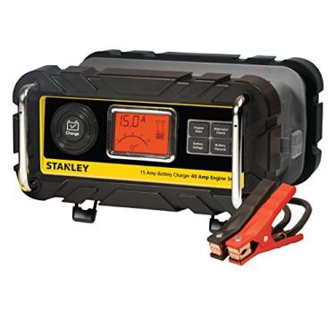 Imagem de STANLEY Carregador/mantenedor de bateria de banco de 15 Amp totalmente automático BC15BS com partida de motor de 40A, verificação do alternador, braçadeiras de cabo