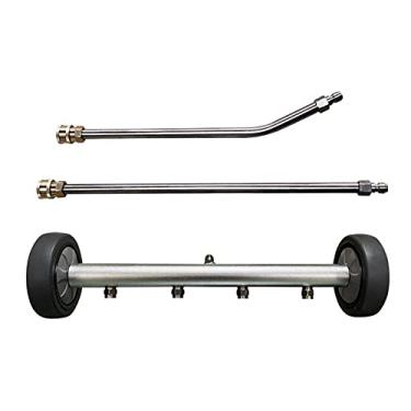 Imagem de Qudai Limpador de material rodante de acessório de lavadora de pressão 2 em 1 Limpador de superfície de vassoura de água com 4 bicos 2 hastes de extensão (retas e angulares de 45 graus) NP