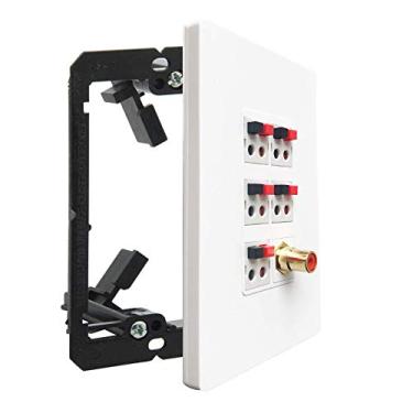 Imagem de DiyTech – Placa de parede de alto-falante premium, 5 alto-falantes, 1 subwoofer RCA, suporta configurações de alto-falante 5.1, 1 gangue sem parafusos – Branco