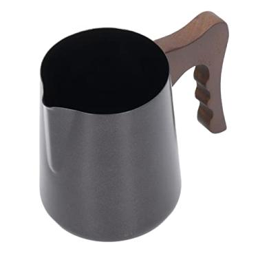 Imagem de jarro de aço inoxidável para espuma de leite Copo de espresso cappuccino Café com leite Jarro de arte Jarro para vapor(Dark Handle), Jarros para vapor espresso 20 oz/600 ml,