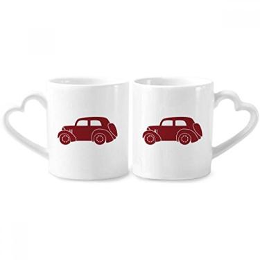 Imagem de Conjunto de canecas de porcelana para casais, com contorno vermelho, desenho geométrico, clássicos, carros, coração