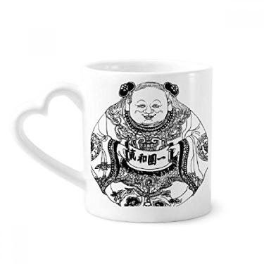 Imagem de Caneca de desenho de linha da dinastia Qing da cultura chinesa caneca de café cerâmica copo de coração de vidro