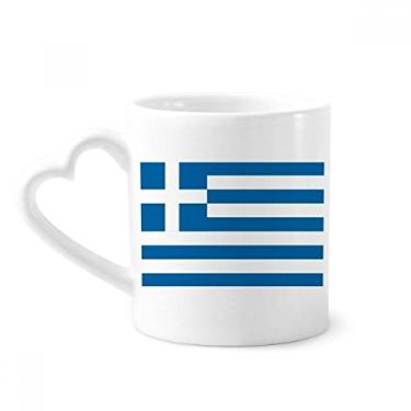 Imagem de Caneca com bandeira nacional da Grécia Europa país caneca café cerâmica copo de coração de vidro