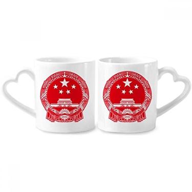 Imagem de Conjunto de canecas de porcelana para casal, símbolo nacional, símbolo vermelho, coração de cerâmica