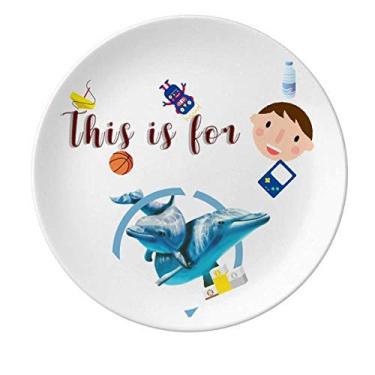 Imagem de Prato de porcelana com estampa de golfinho para mãe e filho