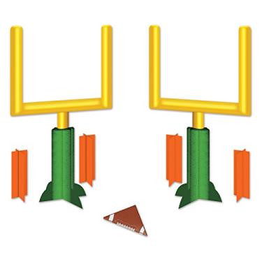 Imagem de Beistle Peças centrais tridimensionais para o dia do jogo 2 peças de decoração de futebol americano, artigos de festa, 28 cm, verde/amarelo/laranja/marrom/branco