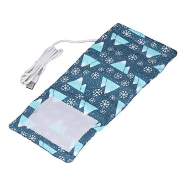 Imagem de Estojo Aquecedor de Mamadeiras, Fecho de Correr Proteção contra Incêndio Bolsa Térmica para Leite de Viagem USB para Dirigir (Floco de neve)