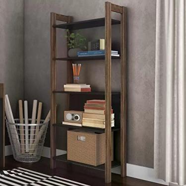 Imagem de Armário Alto 5 Prateleiras AZ1005 Siena Móveis Preto/Nogal