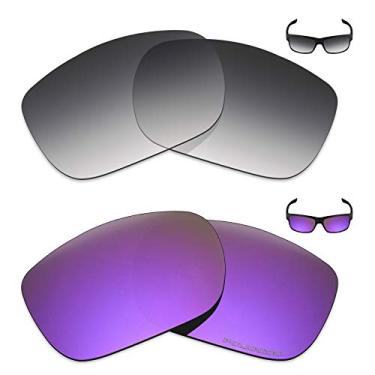 Imagem de Mryok+ 2 pares de lentes polarizadas de substituição para óculos de sol Oakley Two Face – Cinza dégradé Tom / Roxo Plasma