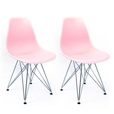 Imagem de Conjunto com 2 Cadeiras Eames Cromado e Rosa