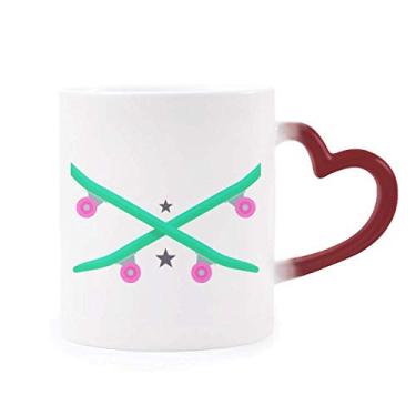Imagem de Caneca sensível ao calor para esportes de inverno, esqui, skate, rosa, verde, vermelha, muda de cor, copo de grés