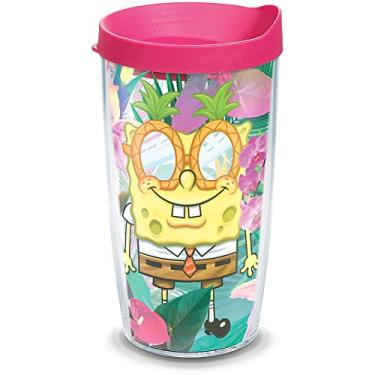 Imagem de Tervis Nickelodeon™ - Bob Esponja Calça Quadrada Feita nos EUA Copo de Parede Dupla Isolado Copo de Viagem Mantém Bebidas Frias e Quentes, 473 ml, Tropical