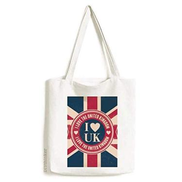 Imagem de I love The United Kingdom Union Jack UK Flag Tote Canvas Bag Shopping Satchel Casual Handbag