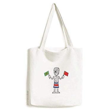 Imagem de Bolsa de lona com a bandeira chinesa da Costa Rica Mummy bolsa de compras casual