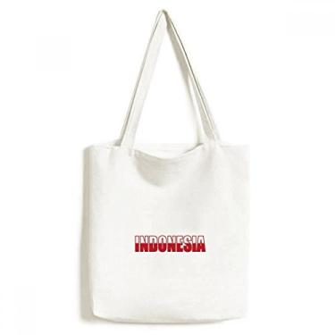 Imagem de Bolsa de lona com nome da bandeira da Indonésia bolsa de compras casual bolsa de mão