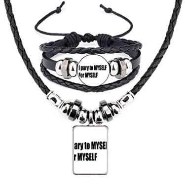 Imagem de Pray To Myself For Myself Conjunto de joias de pulseira de couro