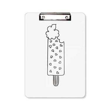 Imagem de Bloco de notas com desenho de coração, picolé, pasta de sorvete, placa de apoio A4