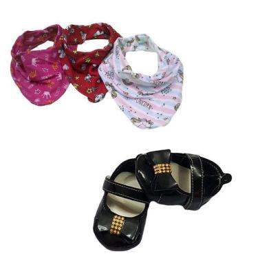 Imagem de Kit 4 Pçs Acessórios De Bebê Recém Nascido Bandana Sapatinho - Koala B