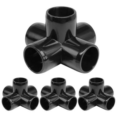 Imagem de Acessórios para tubos de PVC de 5 vias, 3/10.2 cm, encaixe em T de saída lateral de canto de cotovelo de PVC preto Zernmiarder SCH40, conectores de tubulação de grau de móveis - Serve para tubos de