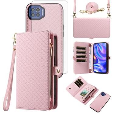 Imagem de Asuwish Capa de celular para Moto One 5G/One5G UW/Moto G G5 Plus com zíper carteira destacável com protetor de tela de vidro temperado alça flip porta-cartão Motorola One Lite XT2075-1 mulheres