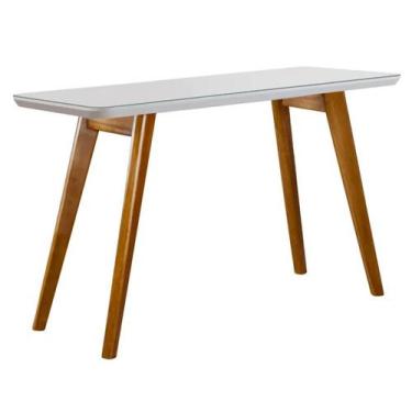 Imagem de Aparador 1,20m Off White Slim Pé Madeira - Mundial, Mel