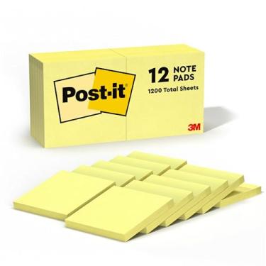 Imagem de Notas adesivas Post-it, amarelo, pacote com 12 blocos