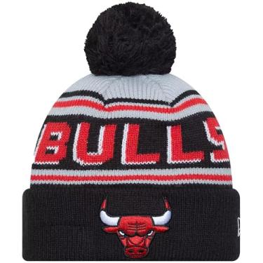 Imagem de New Era Gorro Chicago Bulls Black Cuff Cheer Cheer com pompom - Boné de malha com punho NBA