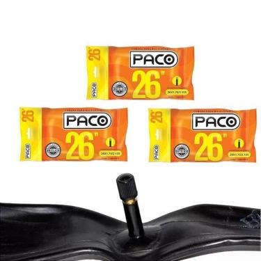 Imagem de KIT 3 CAMARA DE AR PACO 26X1.75/2.125 VALVULA AMERICANA 35MM-Unissex
