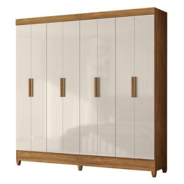 Imagem de Guarda Roupa Casal Marajó 8 Portas Freijó Off White  Moval